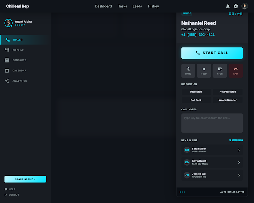 Chillead Auto-Dialer dashboard screenshot